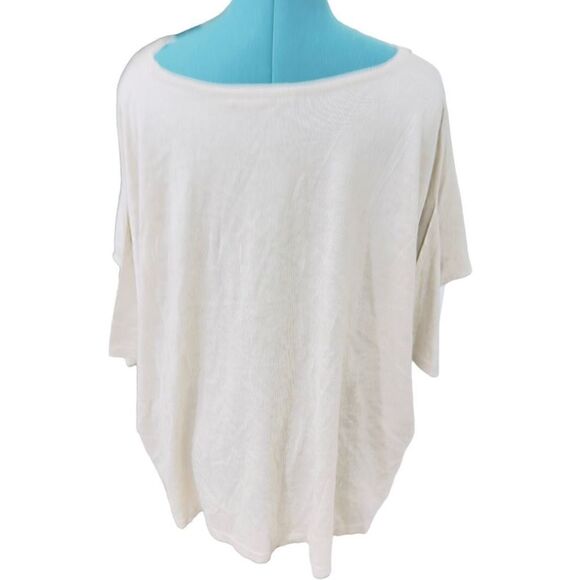 SAVERIO PALATELLA Luxury Silk Cashmere Short Sleeve Oversized Wheat Heathered Li - Picture 2 of 6